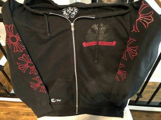 Authentic Black Chrome Hearts Hooded Sweatshirt (red Print) - Rare Size Xl