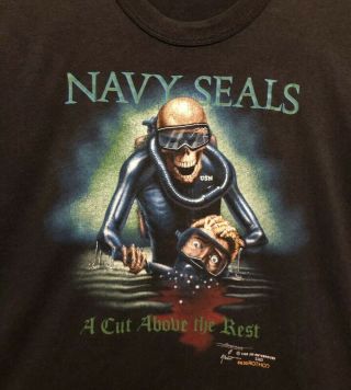Vintage 80’s Navy Seals 1988 Rothco Jrs A Cut Above The Rest T Shirt Xl Skull