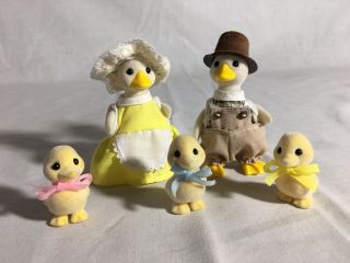 Calico Critters/sylvanian Vintage Puddleford Duck Family Of 5
