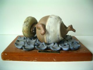 Authentic Vintage Rodo Padilla Mexican Artist Ceramic Sculpture Swimmer