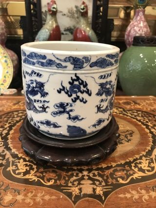 Antique Chinese Blue And White Dragon Pattern Porcelain Incense Burner
