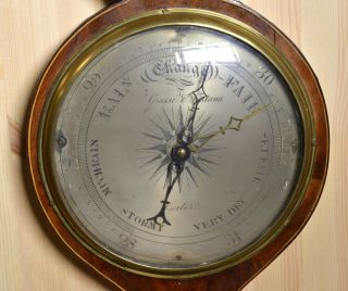 English Antique Banjo Wheel Barometer Thermometer ca 1830 from Exeter 3