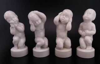 4 Vintage Denmark Bing & Grondahl Children Figurines The Four 4 Aches And Pains