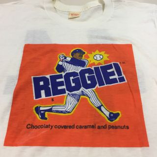 RARE Vintage Reggie Jackson 44 REGGIE BAR 1980s Yankees 50/50 Shirt Large SGA 3