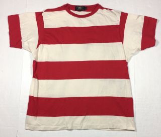 Vintage Rrl Double Rl Ralph Lauren Red White Stripe T - Shirt Men’s Large Usa Ss