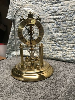 Vintage S Haller Quartz Anniversary Skeleton Clock With Glass Dome