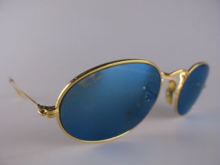 Vintage B&l Ray Ban W1862 Sunglasses Arista Oval Blue Mirror Lens Made In Usa