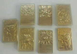 7 Vintage Pokemon 23k Gold Plated Trading Cards 1999 Limited Edition Burger King