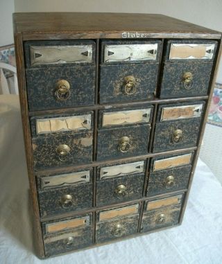 Vtg Globe Wernicke 12 Drawer Oak Organizer Cabinet File Box Post Office
