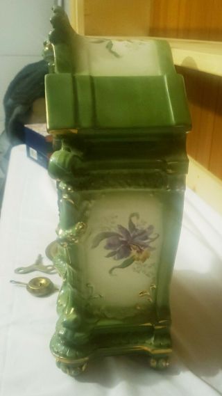 Gorgeous Antique Ansonia Royal Bonn LA TOSCA porcelain clock visible escapement 8