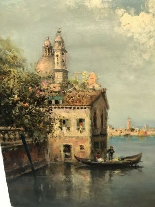 Antique Italian Impressionist Cityscape Oil Painting Of Venice Signed Mystery