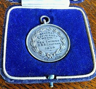 Vintage British Royal Navy Medal General Efficiency Entries Silver 1938 Case