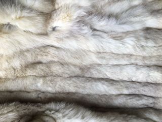 VTG Boho Arctic Blue Grey White Pleated Fox Fur Cost Jacket 10 38 Chest 3