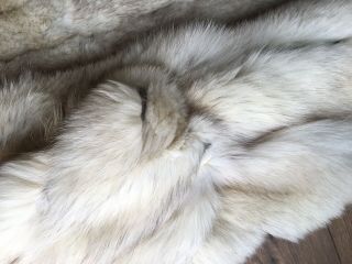 VTG Boho Arctic Blue Grey White Pleated Fox Fur Cost Jacket 10 38 Chest 4