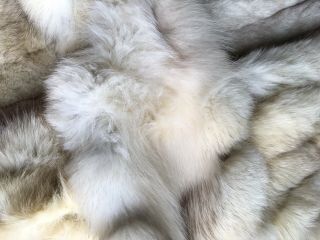 VTG Boho Arctic Blue Grey White Pleated Fox Fur Cost Jacket 10 38 Chest 5