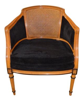 Vintage Rounded Cane Back Biedermeier Style Accent Chair
