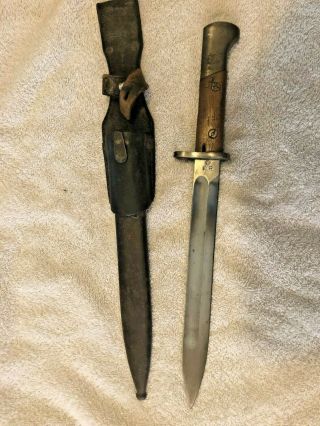 Very Rare Ww2 Polish Fb Radom Bayonet W Scabbard And Leather Holder