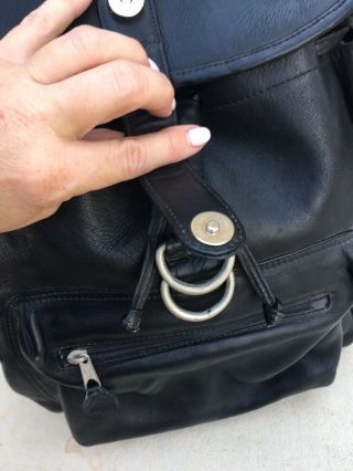 Frye Vintage Black Leather Backpack Lg Laptop Bag Travel Luggage School 6