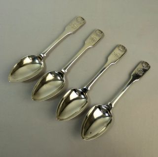 A Set Of 4 Georgian Silver Shell Back Tablespoons Newcastle 1816 - 288 Grams