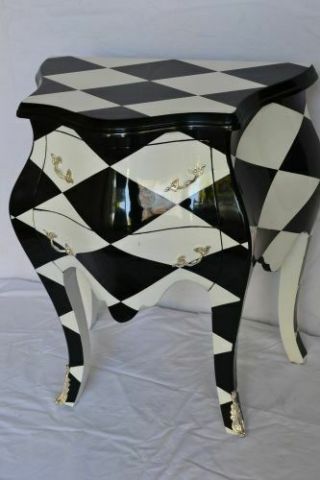 FRENCH CHEST OF DRAWERS LXV STYLE BLACK AND WHITE 2