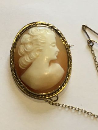A Vintage Shell Cameo Brooch,  Set In 14ct Gold Mount
