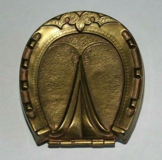 Rare 1876 W.  Avery & Son Redditch Brass Horseshoe Sewing Needle Case Box