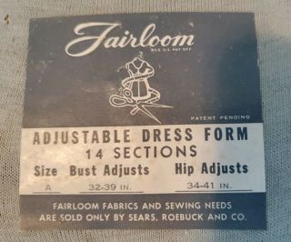 Antique Vintage Dress Making Form Mannequin Fairloom Sears Shabby Display Size A 7