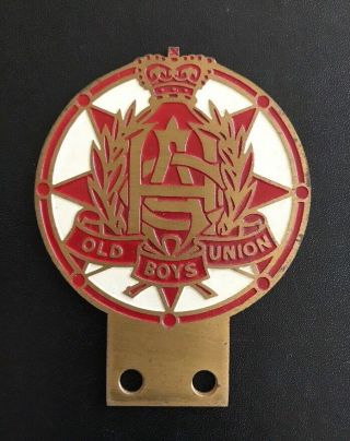 H.  A.  C Hawksbury Old Boys Union Sydney University Vintage Car Hood Badge Rare