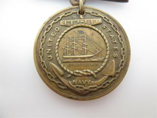Antique US Navy Military Good Conduct Medal w/ 1910 U.  S.  S.  Choctaw Engraving 2