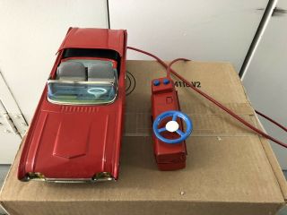 Vintage Cragstan Remote Control Ford Thunderbird Retractable Top Roof Tin Car