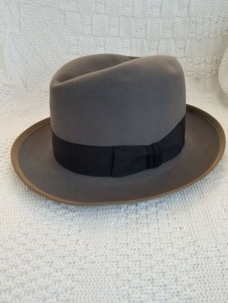 Vintage Royal Stetson Whippet Grey Felt Fedora Hat Size 7 Inside Stains