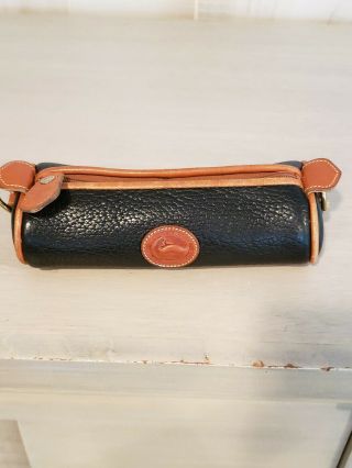 Dooney And Bourke Rare Black Brown Vintage Leather Roll Bag Cosmetic Purse