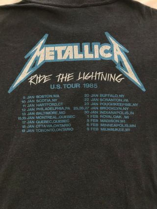 Vintage Pre - owned Metallica RIDE THE LIGHTNING US tour t - shirt 1985 3