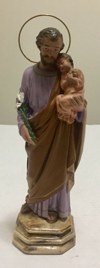 Vintage St Joseph And Baby Jesus Catholic Statue Religious Figurine Spain 9 "