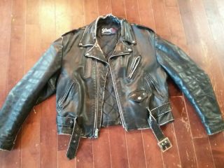 Schott Nyc,  Sportswear Size 46,  Vintage Leather Motorcycle Jacket,  Made In Usa