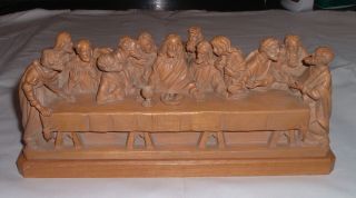 Vintage Hand Carved Wood Very Detailed Jesus Last Supper Brienz Switzerland