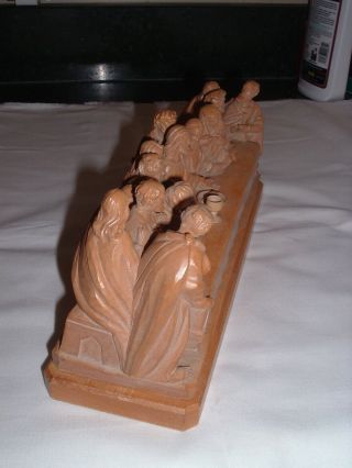 Vintage Hand Carved Wood VERY Detailed Jesus Last Supper Brienz Switzerland 2