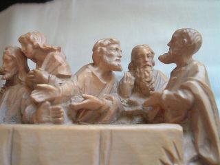 Vintage Hand Carved Wood VERY Detailed Jesus Last Supper Brienz Switzerland 5