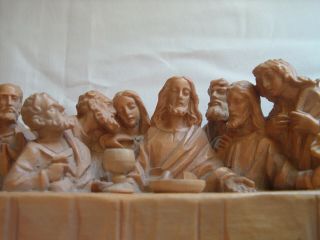 Vintage Hand Carved Wood VERY Detailed Jesus Last Supper Brienz Switzerland 6