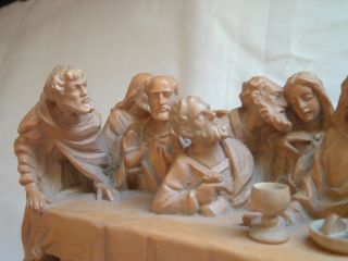 Vintage Hand Carved Wood VERY Detailed Jesus Last Supper Brienz Switzerland 7