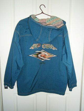 Vintage Retro 90s Rip Curl Mens Embroidered Surf Hooded Jacket Coat Billabong