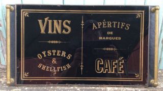 Rare Antique Vtg 1910s Vins Cafe Oysters Shellfish Reverse Painted Glass Tray