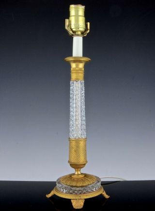 Top Qualty Vintage French Gold Gilt Bronze Cut Crystal Glass Electric Table Lamp