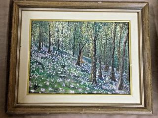 Art Vintage Rare Forest Trees Hand Painting On Canvas Wall Hanging