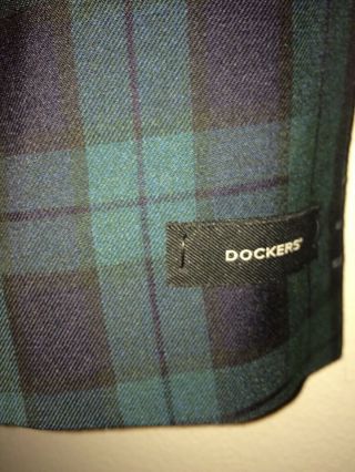 Vintage Dockers Blackwatch Tartan Plaid 100 Wool Sport Coat USA 42R 2