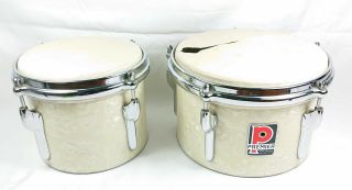 Vintage 8 " & 6 " Premier Bongo Drums With Pearl Finish 1960 