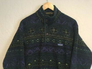 Vintage Patagonia Synchilla Snap T Fleece Jacket Sz Small Rare Pattern Usa Made
