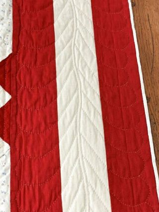 Americana Red c 1900 Ocean Waves QUILT Antique RWB Print Mennonite 11