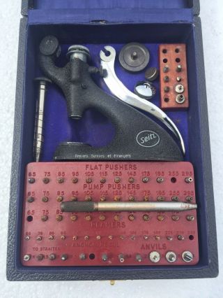 Vintage Seitz Watchmakers Jeweling Press Tool Set As - Is