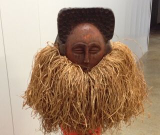 Vintage Tribal Initiation " Yaka " Headress Mask African Art Helmet Mask Congolese
